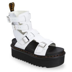5 🔖 DR. MARTENS DOC DM Giavanna Leather Platform  Gladiator Sandals White $189